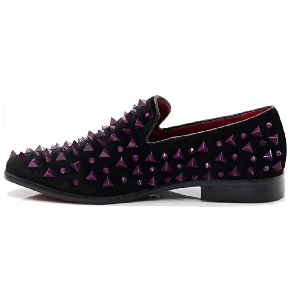 Men's Vintage Spike Dress Loafers Slip On Fashion Shoes Classic Tuxedo 09 pr blk - Picture 5 of 7